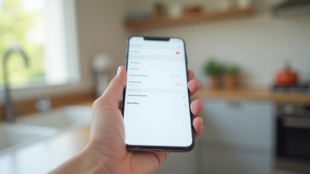 Schritt-für-Schritt Anleitung auf Smartphone-Bildschirm mit hervorgehobenen Menüpunkten und aktivierter Round-Up-Funktion
